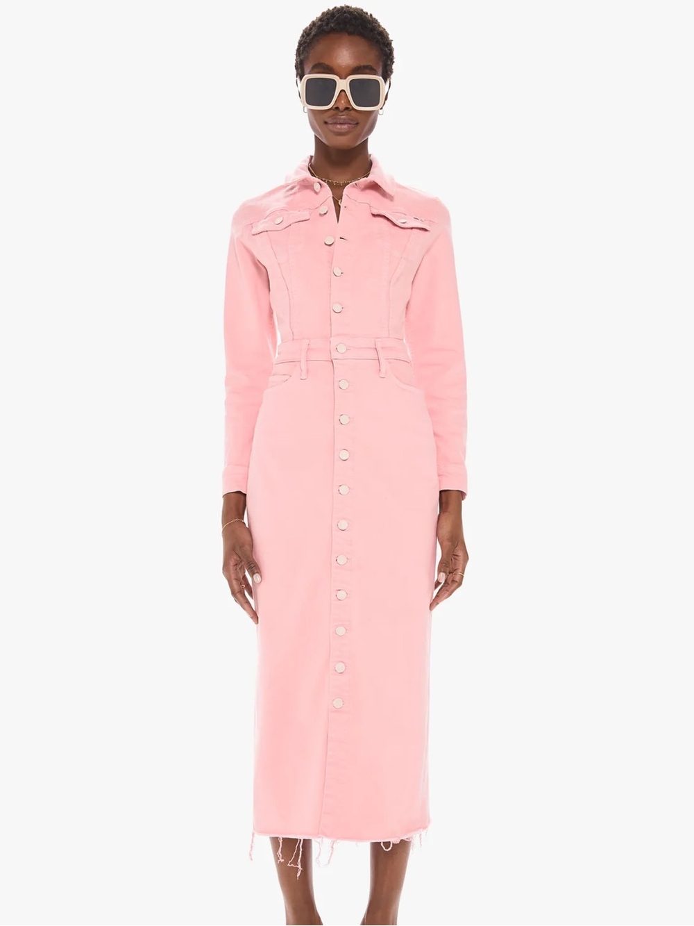 NEW Mother Denim Quartz Pink The Cover Up Midi Dress M